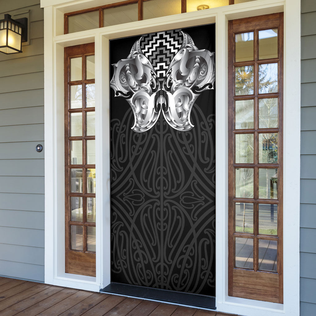 Aotearoa Kowhaiwhai Poutama Black Motif Door Cover LT9 - Polynesian Pride