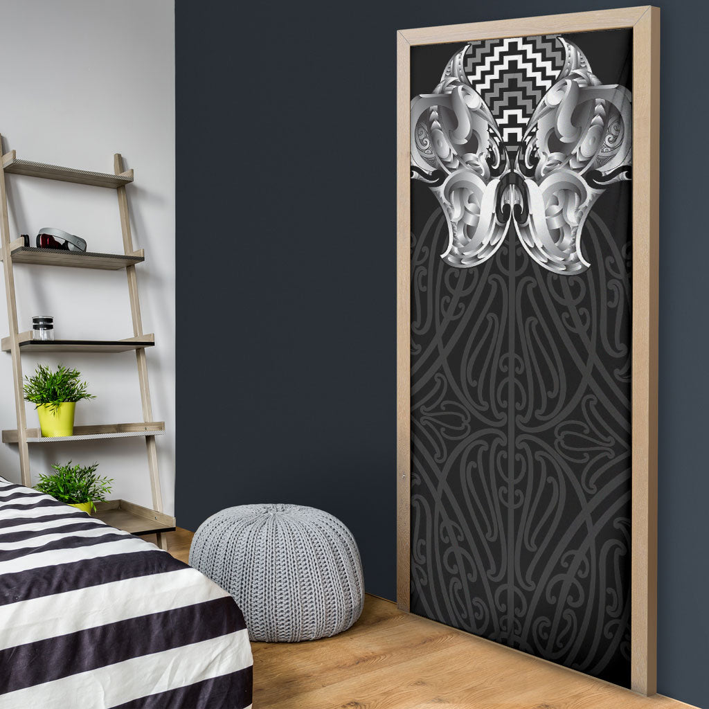 Aotearoa Kowhaiwhai Poutama Black Motif Door Cover LT9 - Polynesian Pride