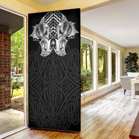 Aotearoa Kowhaiwhai Poutama Black Motif Door Cover LT9 - Polynesian Pride