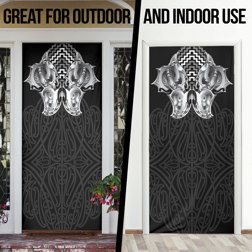 Aotearoa Kowhaiwhai Poutama Black Motif Door Cover LT9 - Polynesian Pride