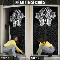 Aotearoa Kowhaiwhai Poutama Black Motif Door Cover LT9 - Polynesian Pride