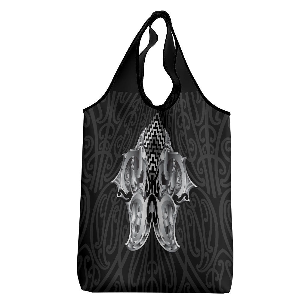 Aotearoa Kowhaiwhai Poutama Black Motif Grocery Bag LT9 - Polynesian Pride