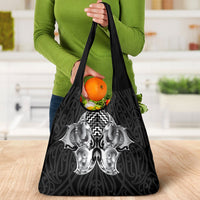 Aotearoa Kowhaiwhai Poutama Black Motif Grocery Bag LT9 - Polynesian Pride