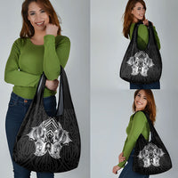 Aotearoa Kowhaiwhai Poutama Black Motif Grocery Bag LT9 - Polynesian Pride