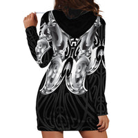 Aotearoa Kowhaiwhai Poutama Black Motif Hoodie Dress LT9 - Polynesian Pride