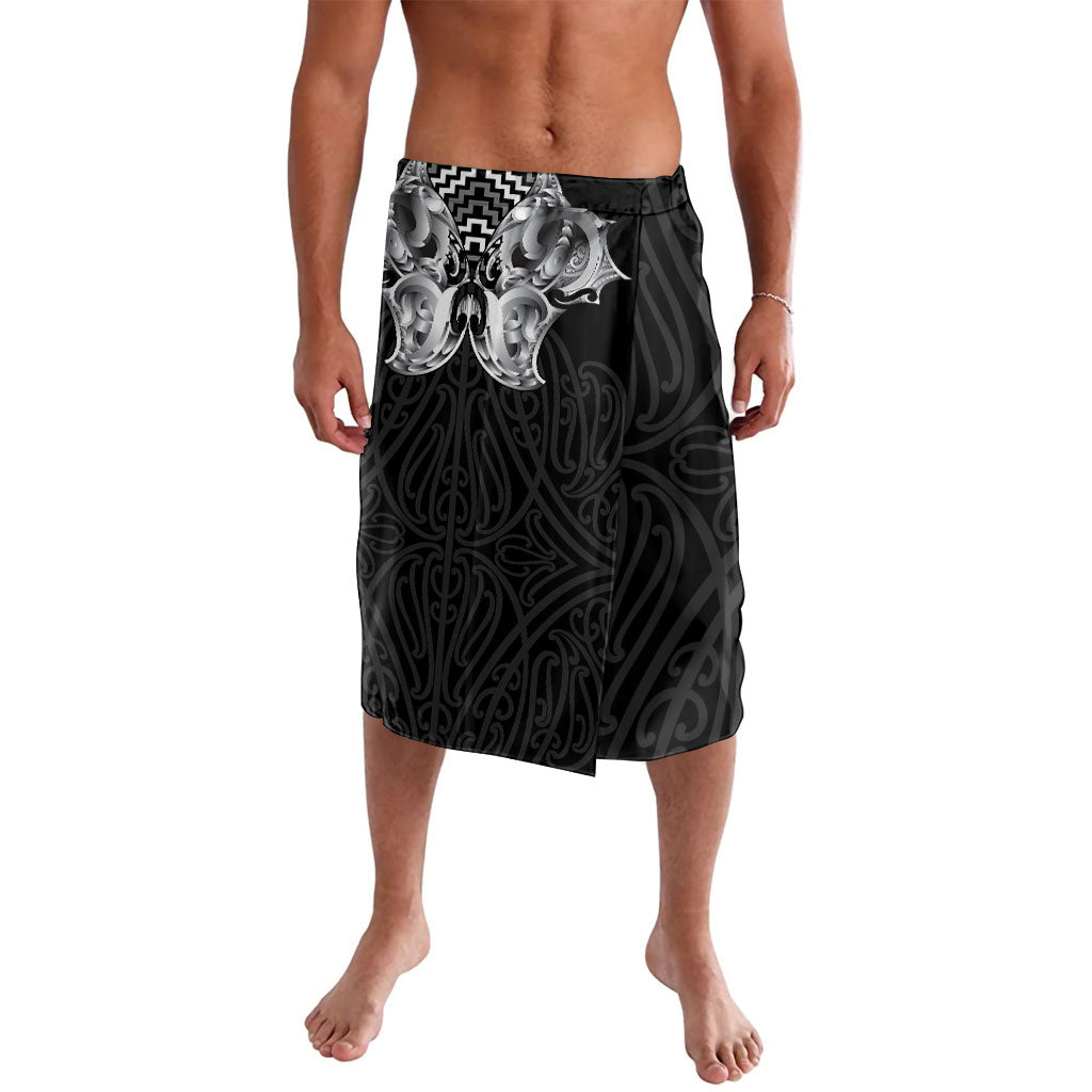 Aotearoa Kowhaiwhai Poutama Black Motif Lavalava LT9 Black - Polynesian Pride