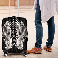 Aotearoa Kowhaiwhai Poutama Black Motif Luggage Cover LT9 Black - Polynesian Pride
