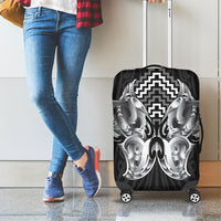 Aotearoa Kowhaiwhai Poutama Black Motif Luggage Cover LT9 - Polynesian Pride