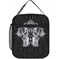 Aotearoa Kowhaiwhai Poutama Black Motif Lunch Bag LT9 10.2 × 8.3 × 4.3 inch Black - Polynesian Pride