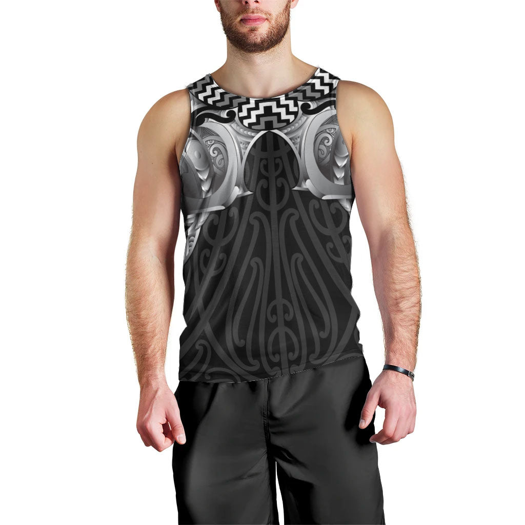 Aotearoa Kowhaiwhai Poutama Black Motif Men Tank Top LT9 - Polynesian Pride