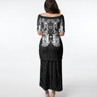 Aotearoa Kowhaiwhai Poutama Black Motif Puletasi LT9 - Polynesian Pride