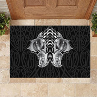 Aotearoa Kowhaiwhai Poutama Black Motif Rubber Doormat LT9 Black - Polynesian Pride