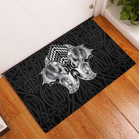 Aotearoa Kowhaiwhai Poutama Black Motif Rubber Doormat LT9 - Polynesian Pride