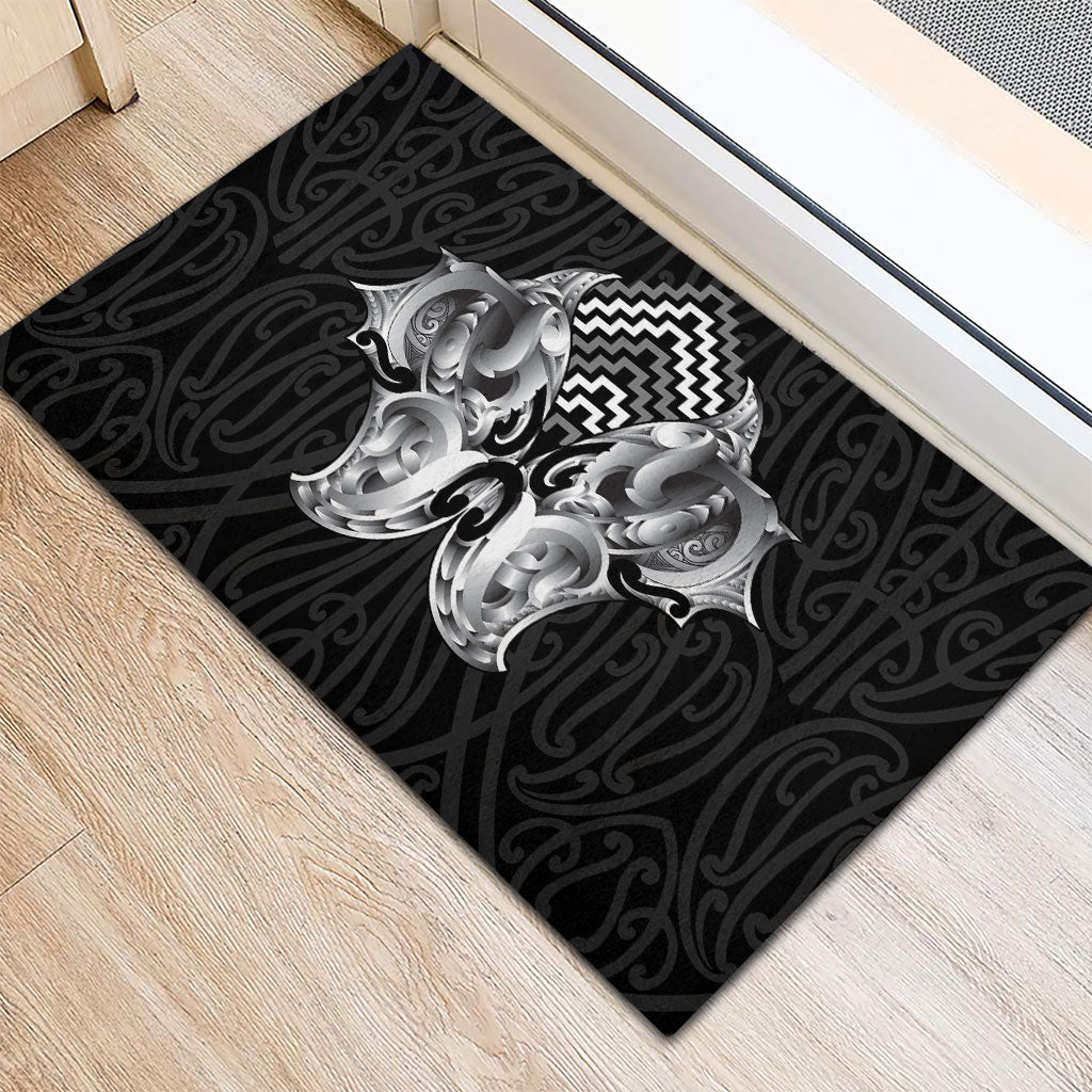 Aotearoa Kowhaiwhai Poutama Black Motif Rubber Doormat LT9 - Polynesian Pride