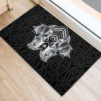 Aotearoa Kowhaiwhai Poutama Black Motif Rubber Doormat LT9 - Polynesian Pride