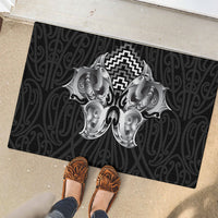 Aotearoa Kowhaiwhai Poutama Black Motif Rubber Doormat LT9 - Polynesian Pride
