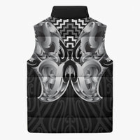 Aotearoa Kowhaiwhai Poutama Black Motif Sleeveless Puffer Jacket LT9 - Polynesian Pride