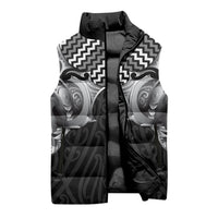 Aotearoa Kowhaiwhai Poutama Black Motif Sleeveless Puffer Jacket LT9 - Polynesian Pride