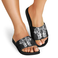 Aotearoa Kowhaiwhai Poutama Black Motif Slide Sandals LT9 - Polynesian Pride