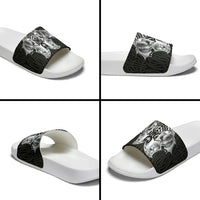 Aotearoa Kowhaiwhai Poutama Black Motif Slide Sandals LT9 - Polynesian Pride