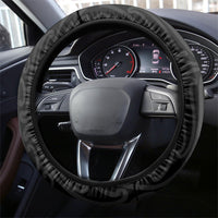 Aotearoa Kowhaiwhai Poutama Black Motif Steering Wheel Cover LT9 - Polynesian Pride