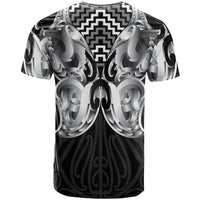 Aotearoa Kowhaiwhai Poutama Black Motif T Shirt LT9 - Polynesian Pride