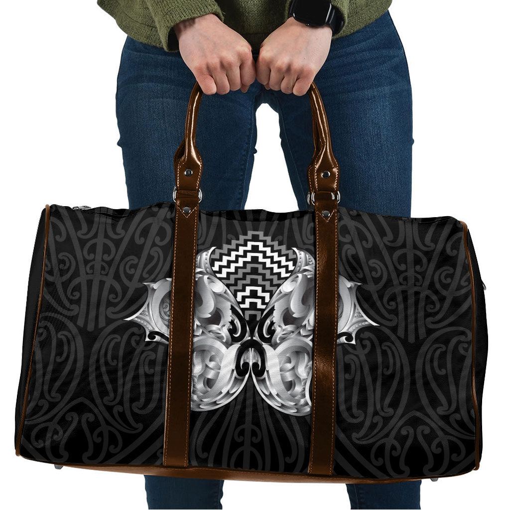 Aotearoa Kowhaiwhai Poutama Black Motif Travel Bag LT9 Black - Polynesian Pride