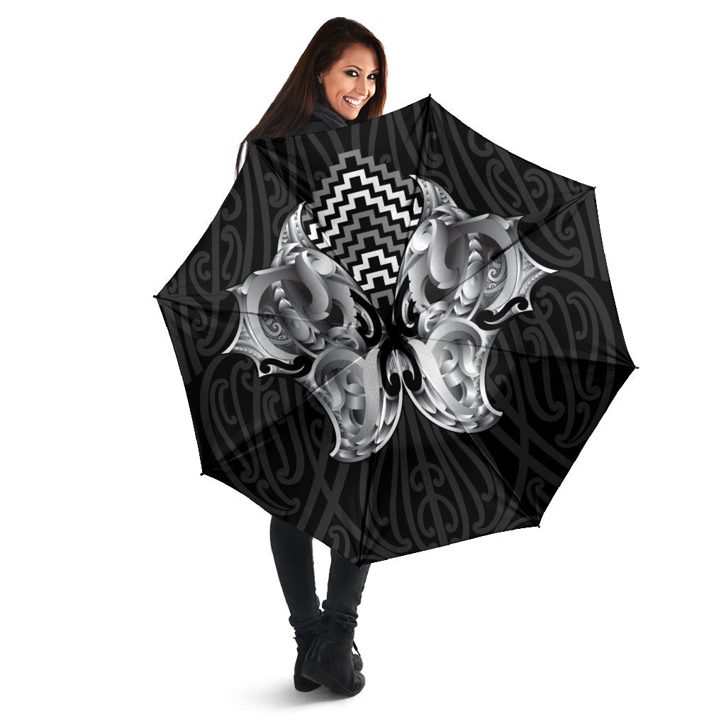 Aotearoa Kowhaiwhai Poutama Black Motif Umbrella LT9 - Polynesian Pride