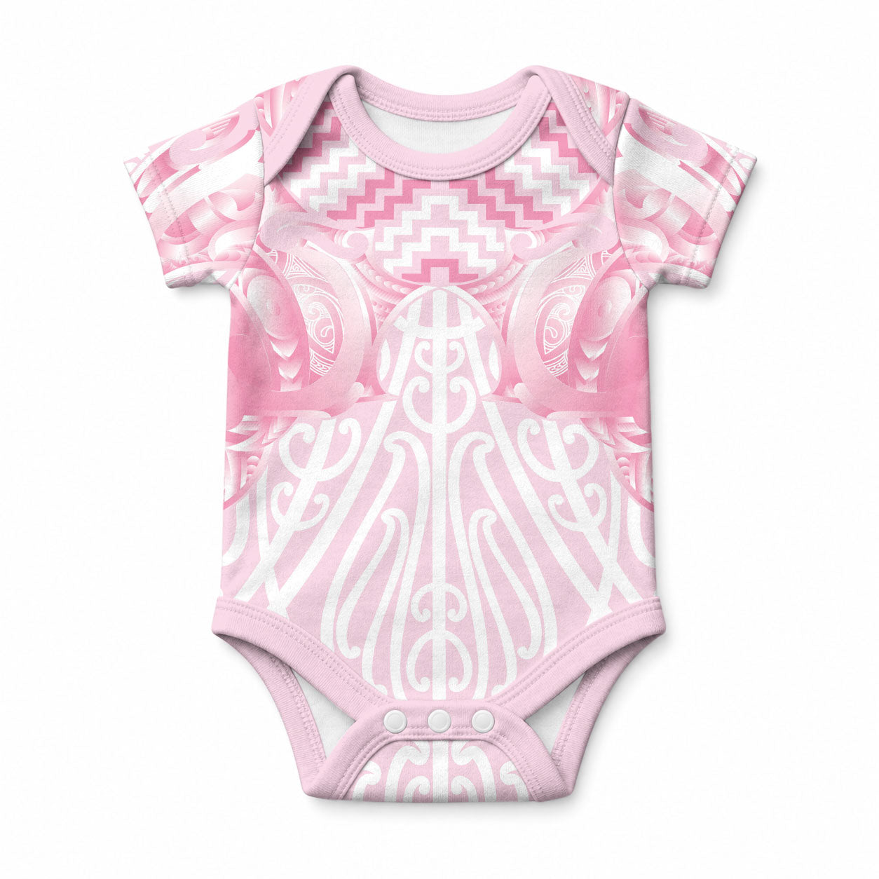 Aotearoa Kowhaiwhai Poutama Pink Motif Baby Onesie LT9 Pink - Polynesian Pride
