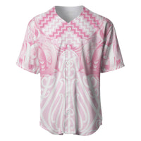 Aotearoa Kowhaiwhai Poutama Pink Motif Baseball Jersey LT9 Pink - Polynesian Pride