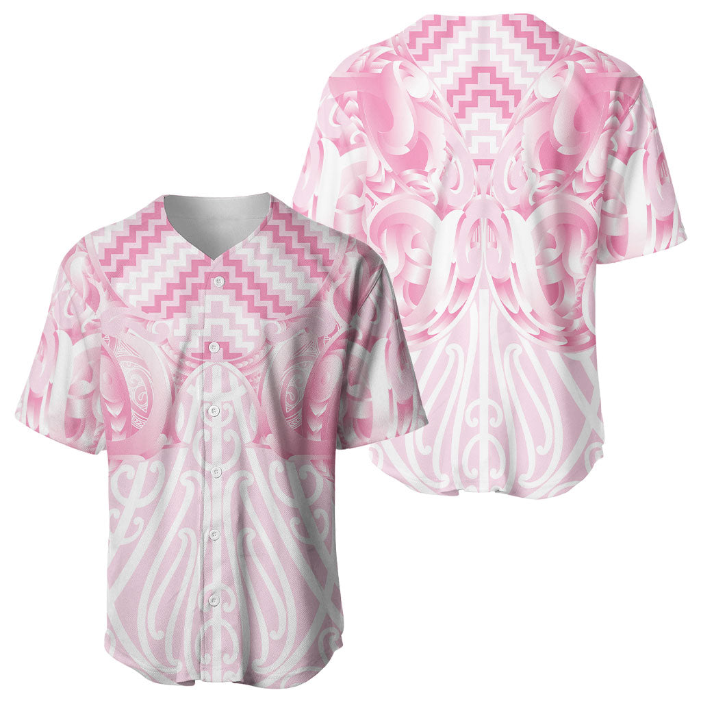 Aotearoa Kowhaiwhai Poutama Pink Motif Baseball Jersey LT9 - Polynesian Pride