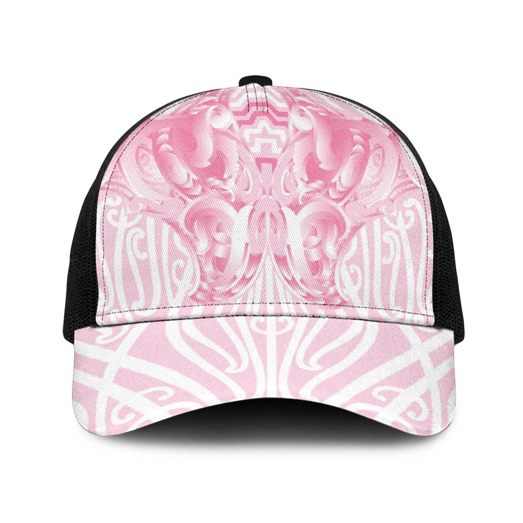 Aotearoa Kowhaiwhai Poutama Pink Motif Baseball Net Cap