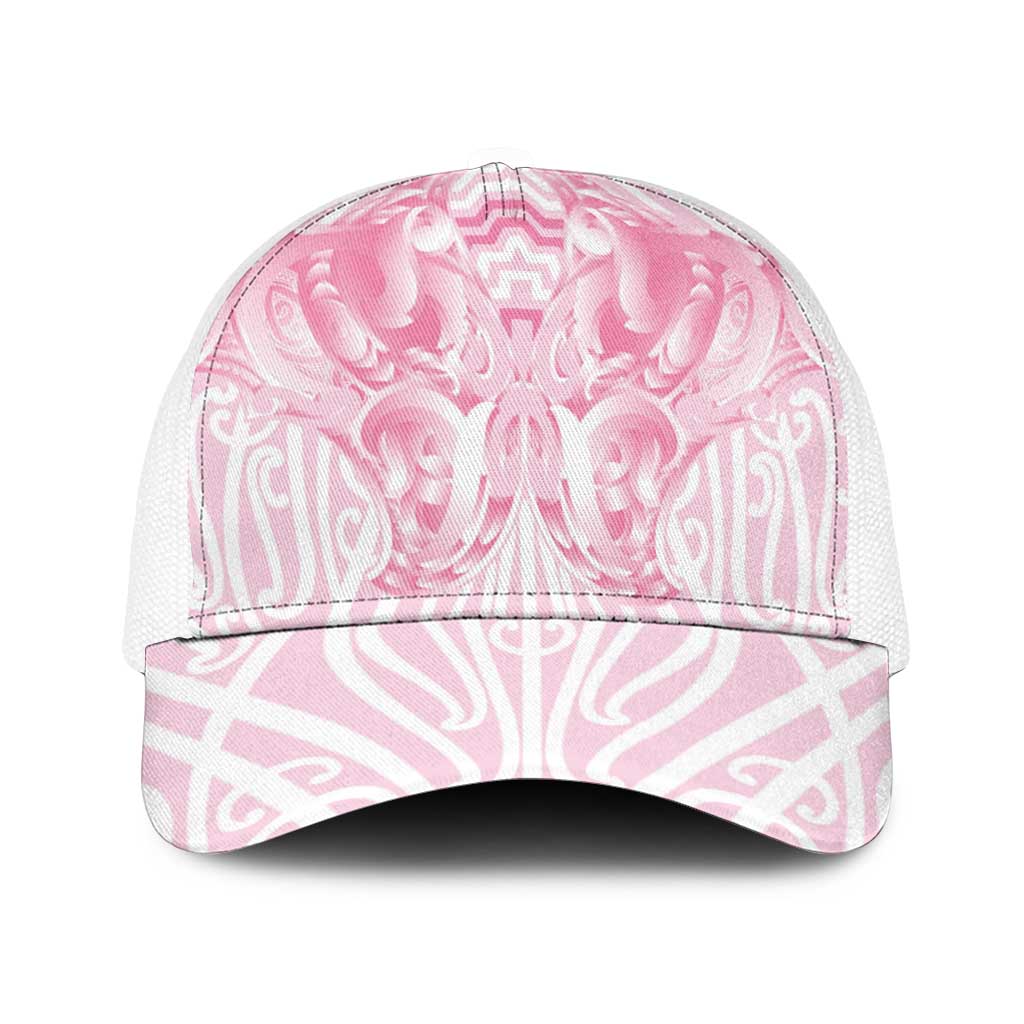 Aotearoa Kowhaiwhai Poutama Pink Motif Baseball Net Cap