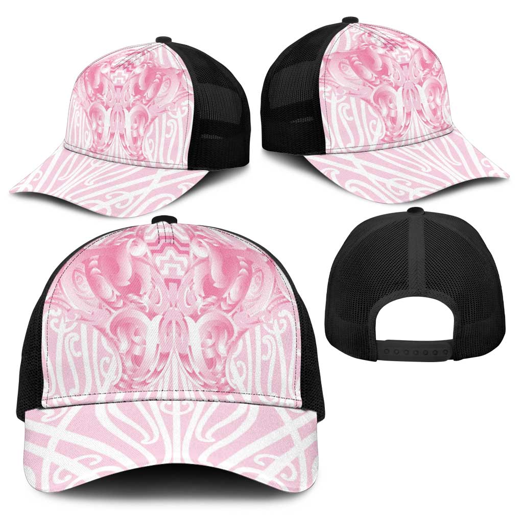 Aotearoa Kowhaiwhai Poutama Pink Motif Baseball Net Cap