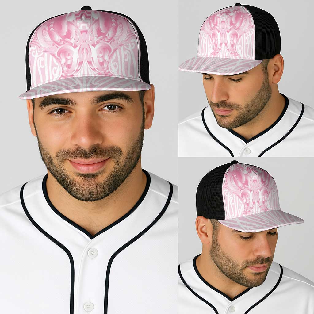 Aotearoa Kowhaiwhai Poutama Pink Motif Baseball Net Cap