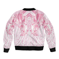 Aotearoa Kowhaiwhai Poutama Pink Motif Bomber Jacket