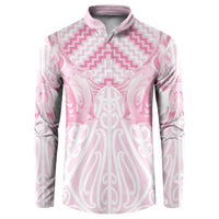 Aotearoa Kowhaiwhai Poutama Pink Motif Button Sweatshirt