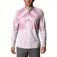 Aotearoa Kowhaiwhai Poutama Pink Motif Button Sweatshirt