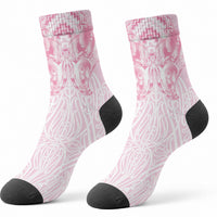 Aotearoa Kowhaiwhai Poutama Pink Motif Crew Socks LT9 - Polynesian Pride
