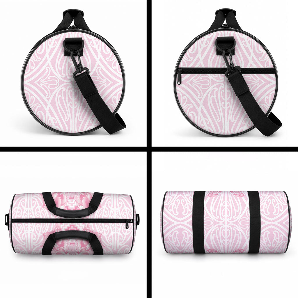 Aotearoa Kowhaiwhai Poutama Pink Motif Duffle Bag LT9 - Polynesian Pride