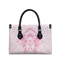 Aotearoa Kowhaiwhai Poutama Pink Motif Leather Bag LT9 - Polynesian Pride