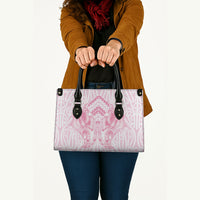 Aotearoa Kowhaiwhai Poutama Pink Motif Leather Bag LT9 - Polynesian Pride