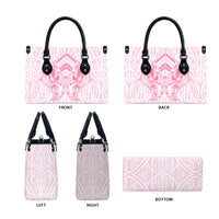 Aotearoa Kowhaiwhai Poutama Pink Motif Leather Bag LT9 - Polynesian Pride