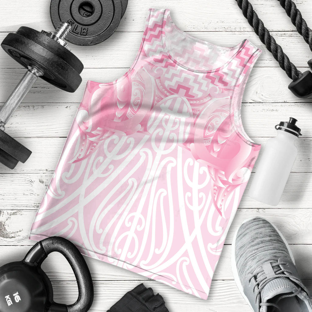 Aotearoa Kowhaiwhai Poutama Pink Motif Men Tank Top LT9 - Polynesian Pride