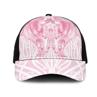 Aotearoa Kowhaiwhai Poutama Pink Motif Mesh Trucker Cap LT9 One Size Black Pink - Polynesian Pride