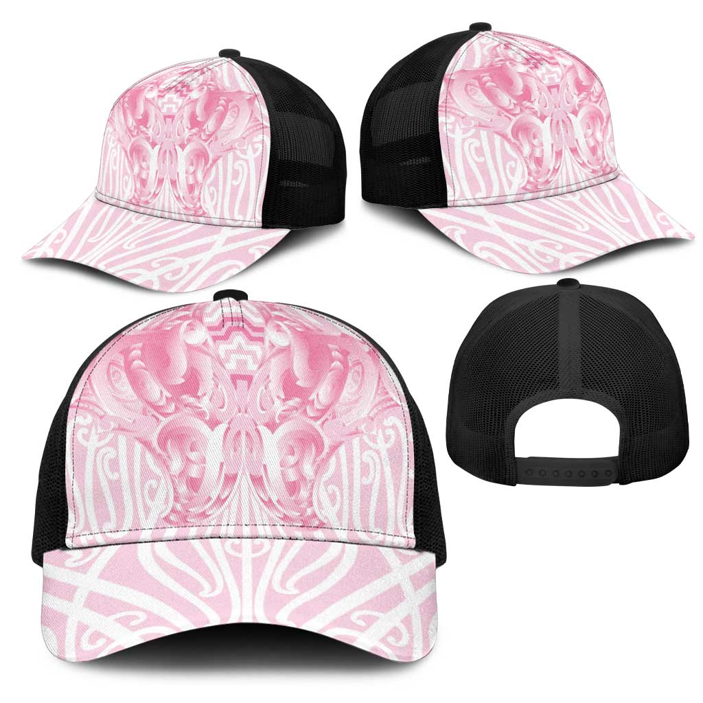 Aotearoa Kowhaiwhai Poutama Pink Motif Mesh Trucker Cap LT9 - Polynesian Pride