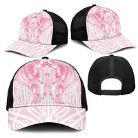 Aotearoa Kowhaiwhai Poutama Pink Motif Mesh Trucker Cap LT9 - Polynesian Pride