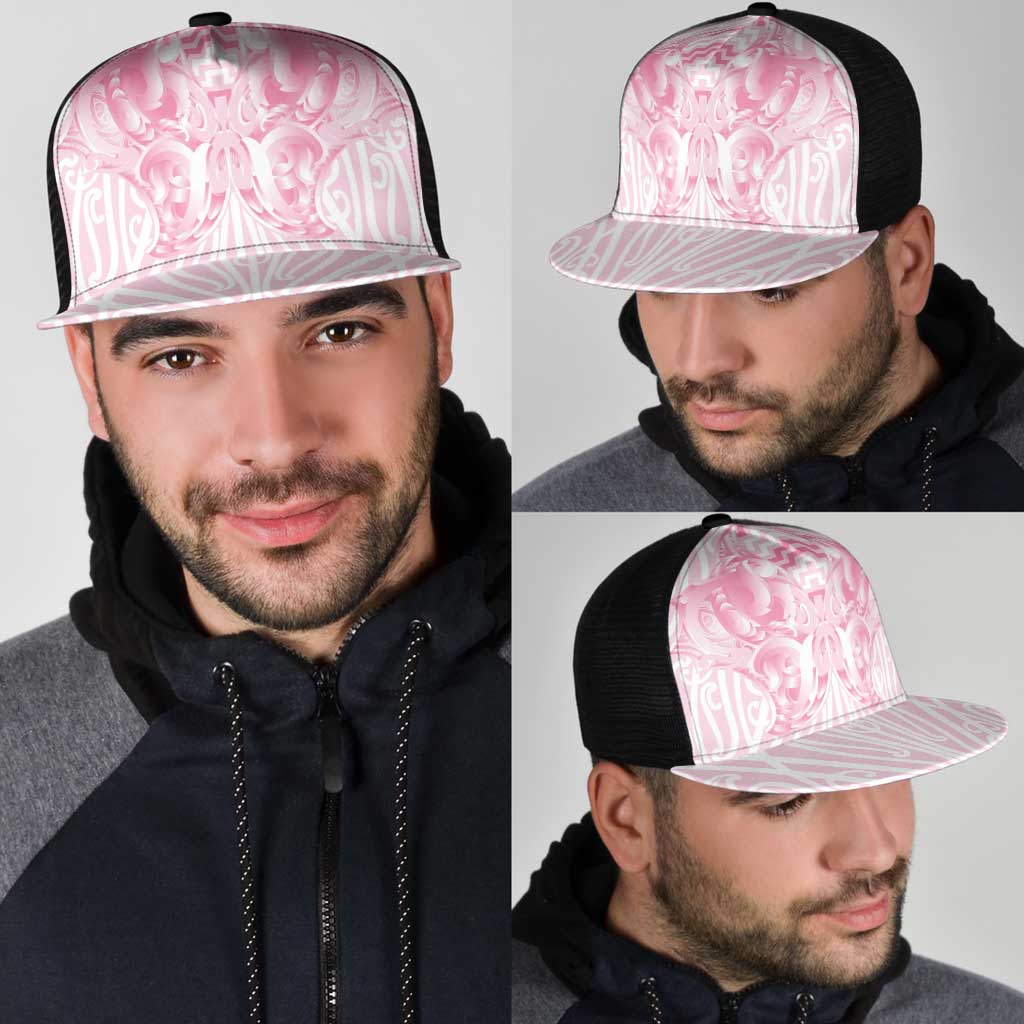 Aotearoa Kowhaiwhai Poutama Pink Motif Mesh Trucker Cap LT9 - Polynesian Pride