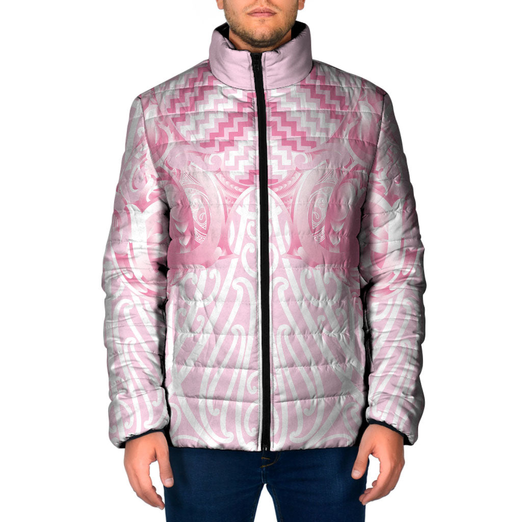 Aotearoa Kowhaiwhai Poutama Pink Motif Padded Jacket