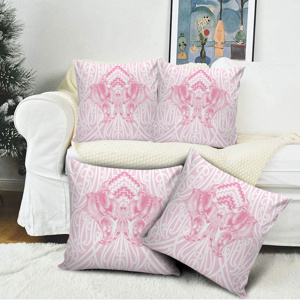 Aotearoa Kowhaiwhai Poutama Pink Motif Pillow Cover LT9 - Polynesian Pride